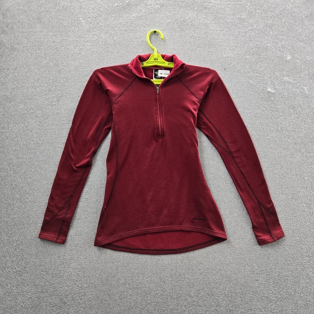Patagonia Women Shirt XS Red Base Layer Zipper Capilene High Neck 1/4 Zip